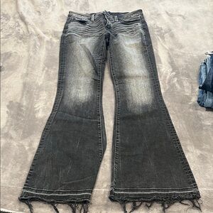 Buckle Black Distressed Black Flare Jeans